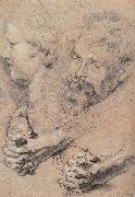 Peter Paul Rubens Head and hand-s pencil sketch France oil painting artist